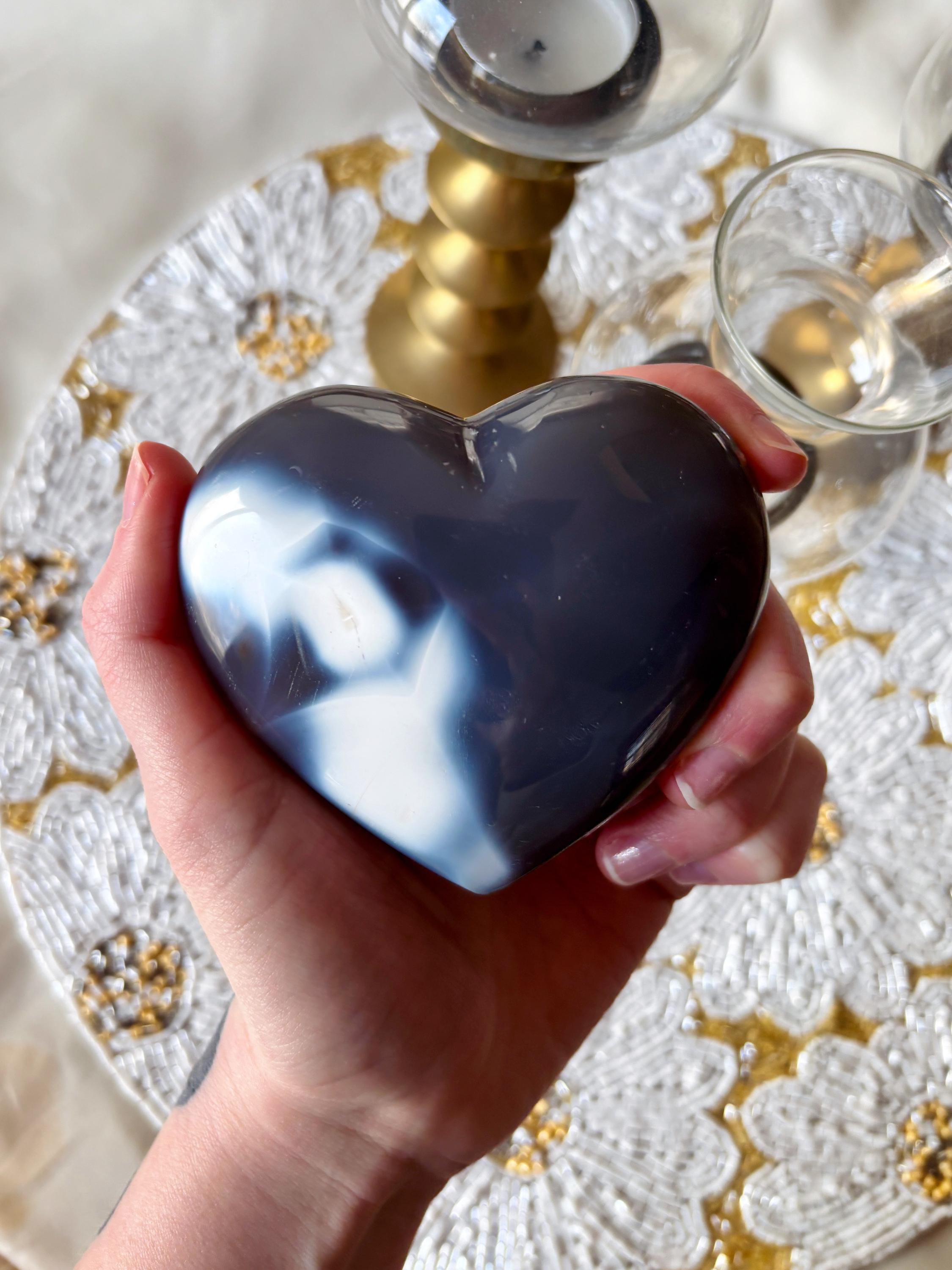 Blue Orca Agate Crystal Heart