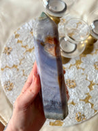 Pastel Ocean Jasper Tower, Lavender Orbicular Ocean Jasper Crystal Point