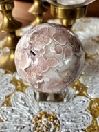 Large Pink Amethyst with Yellow Flower Agate Sphere