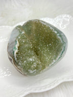 Green Amethyst Crystal with Quartz Matrix, Raw Rainbow Amethyst