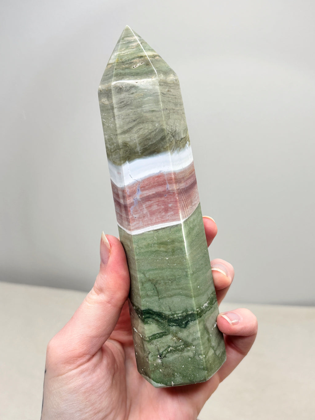 Large Pastel Ocean Jasper Tower