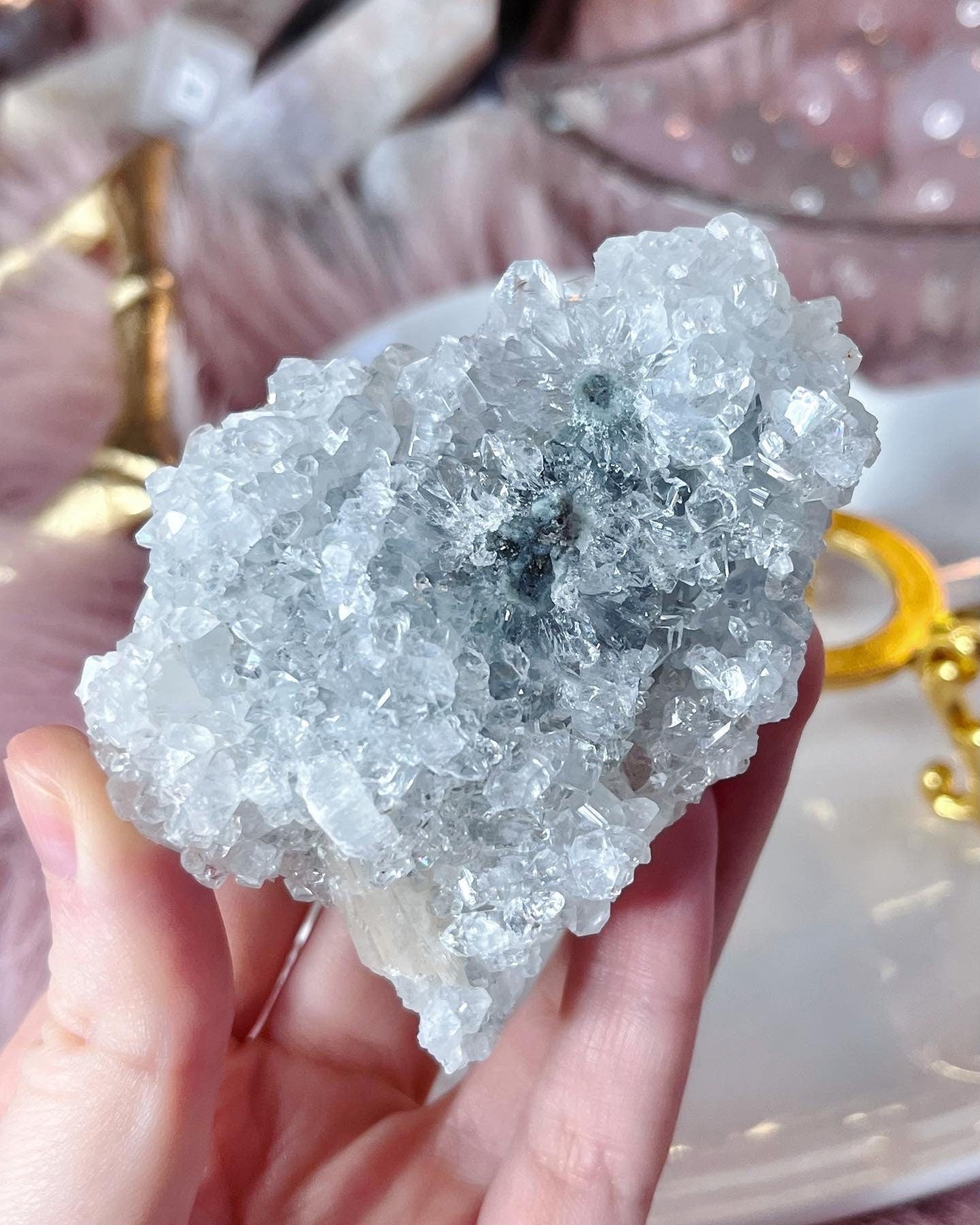 Rare Blue Apophyllite Cluster, Natural Raw Diamond Apophyllite Specimen