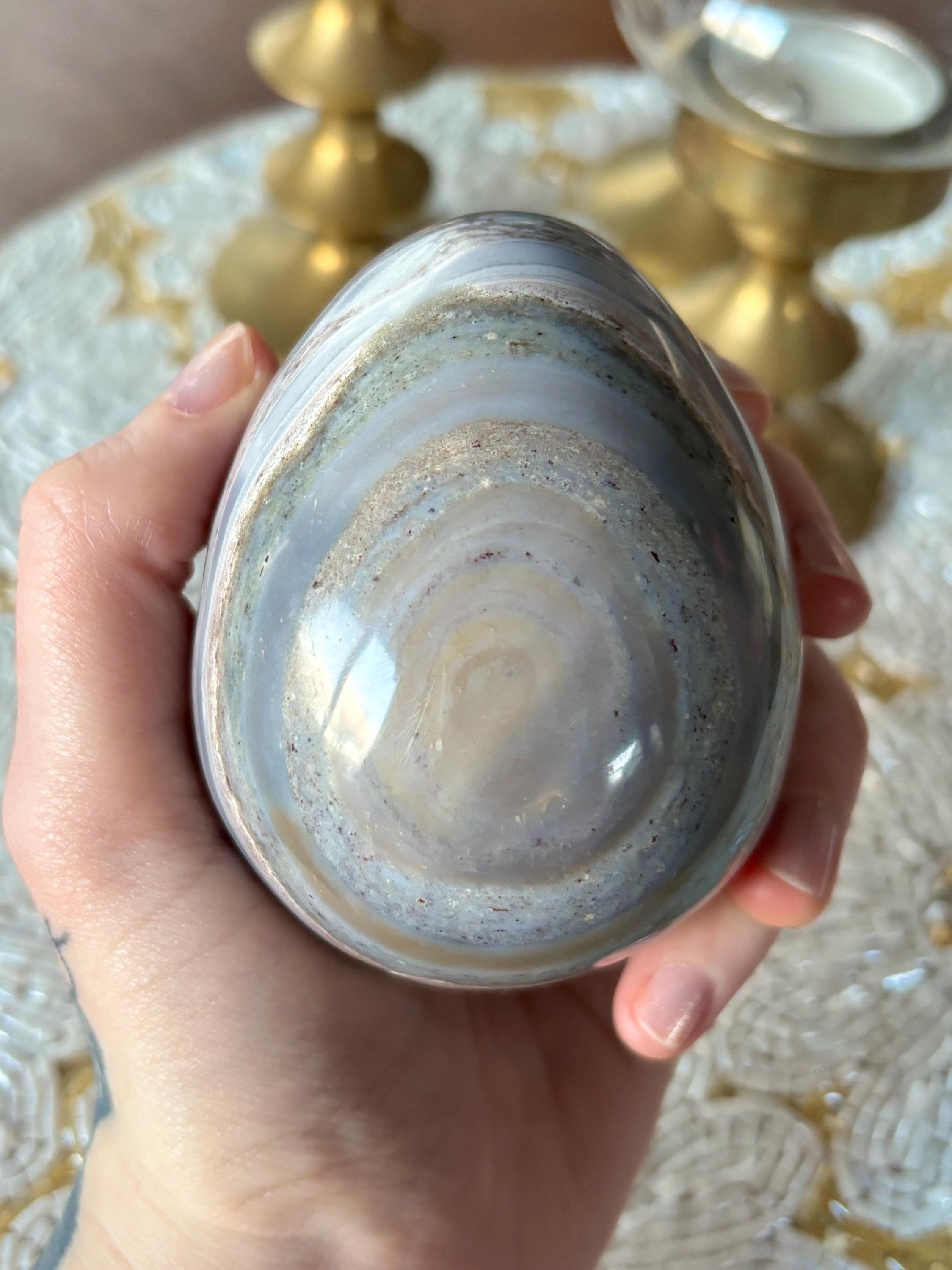 Large Blue Ocean Jasper Egg, Sea Jasper Crystal Carving