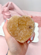 Yellow Amethyst Heart, Raw Rainbow Sugar Amethyst Crystal