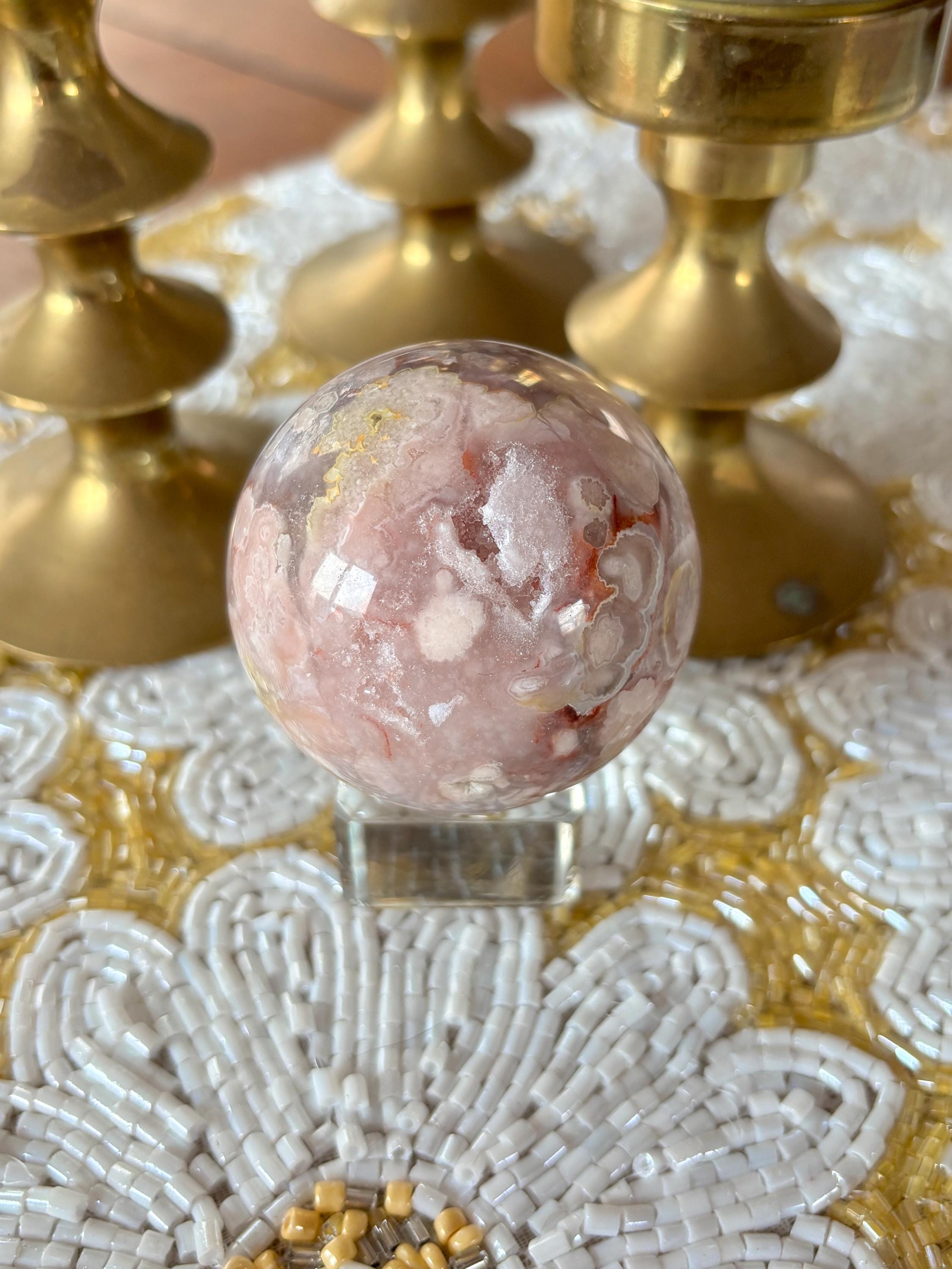 Pink Amethyst Flower Agate Sphere