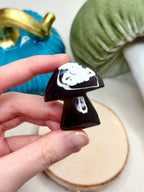 Orca Agate Mushroom Crystal, Hand Carved Natural Gemstone Mushroom