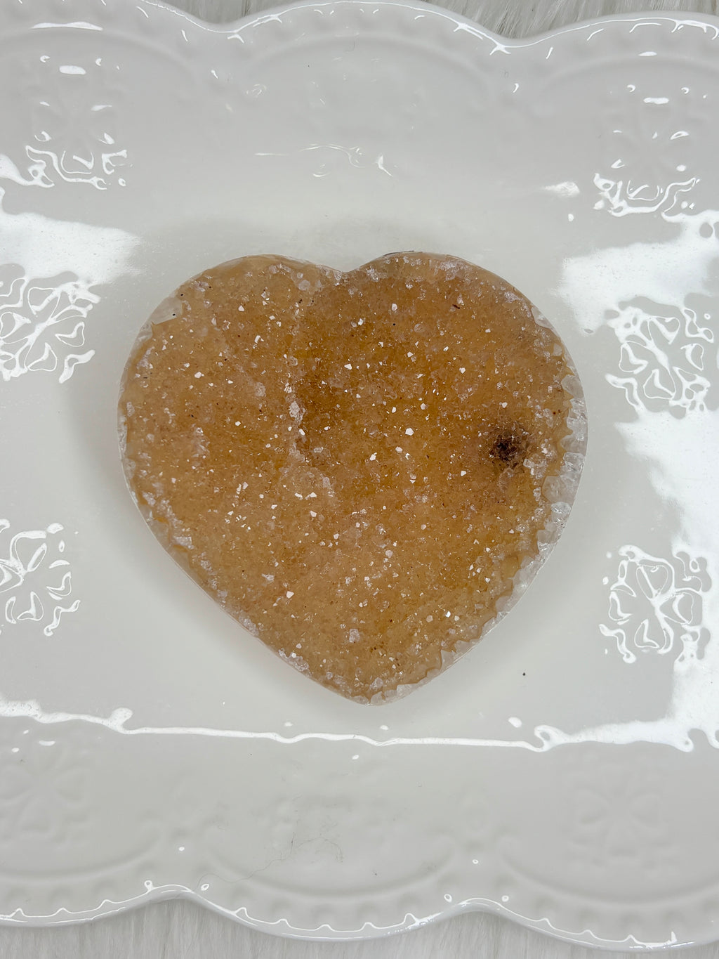 Yellow Amethyst Heart, Raw Rainbow Sugar Amethyst Crystal