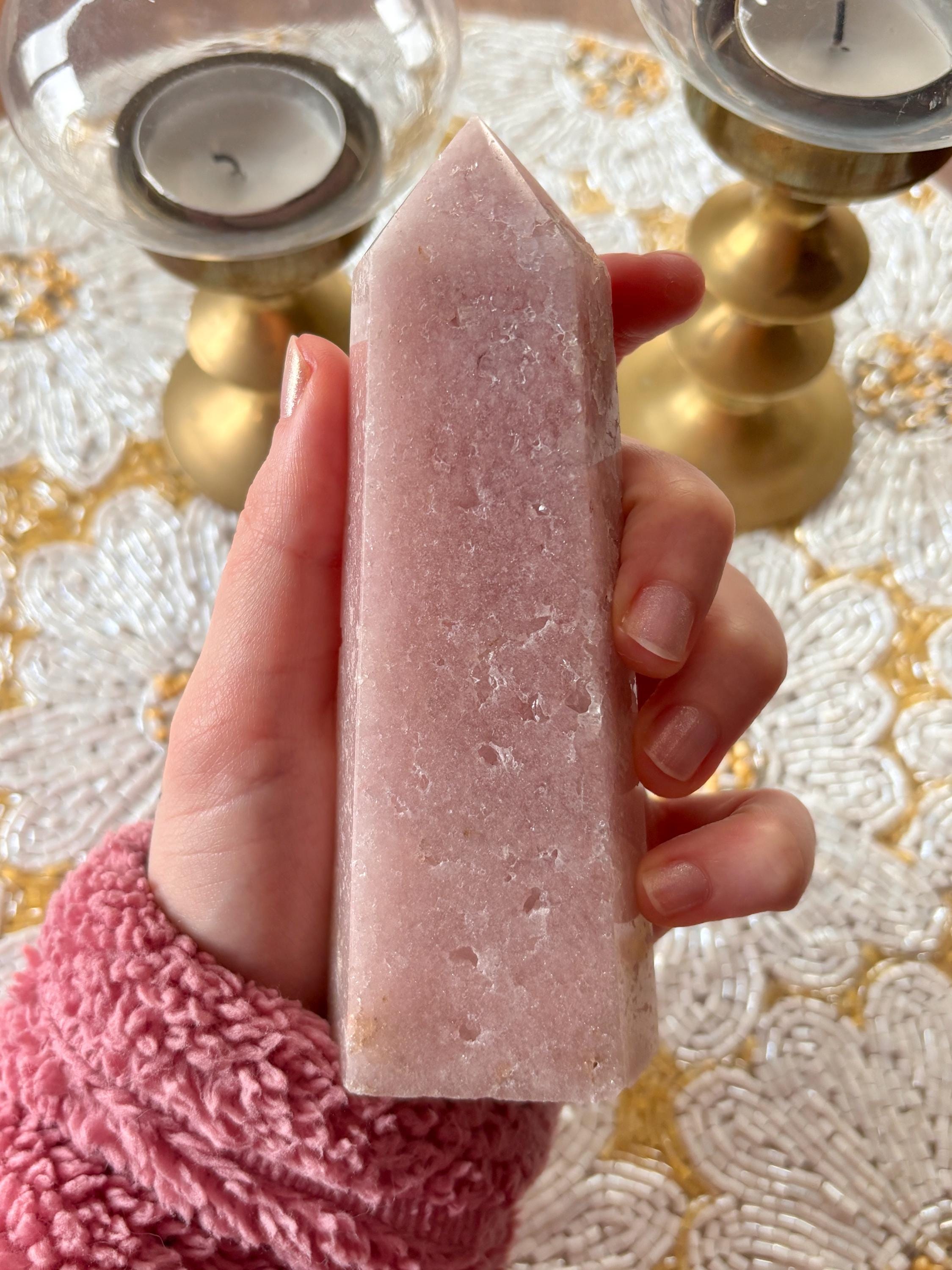 Large Pink Amethyst Tower, Natural Pink Amethyst Crystal Obelisk Point