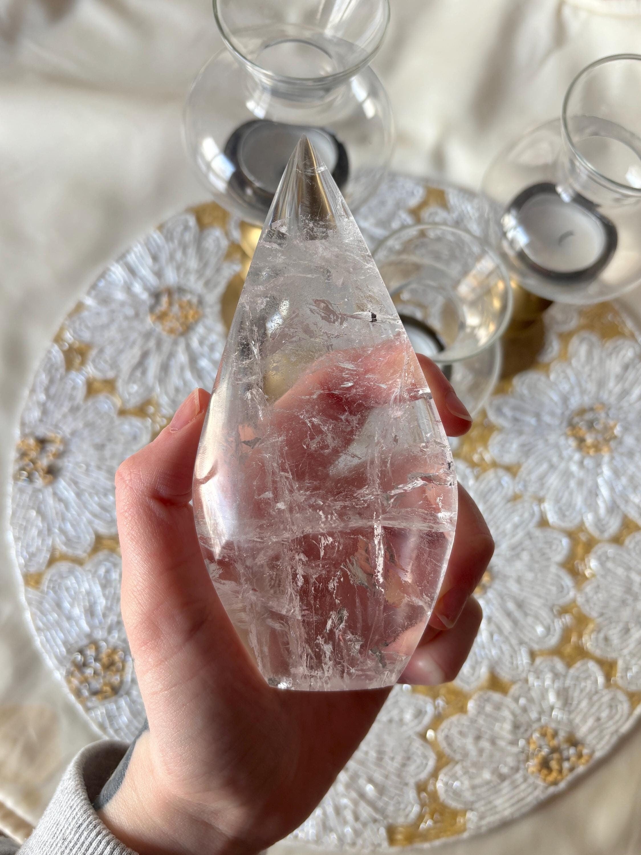 High Quality Clear Quartz Freeform, Natural Polished Quartz Crystal Carving