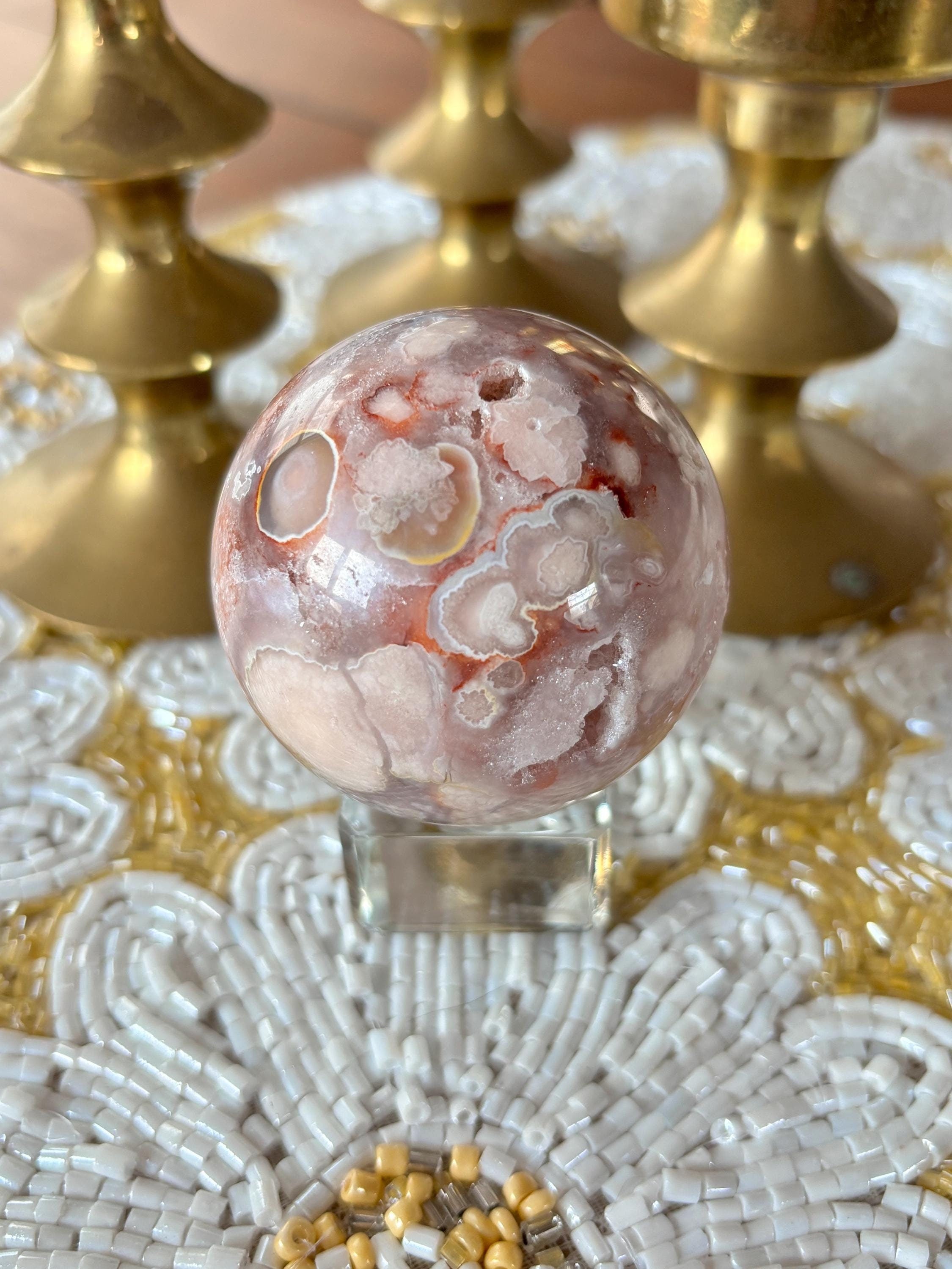 Pink Amethyst Flower Agate Sphere