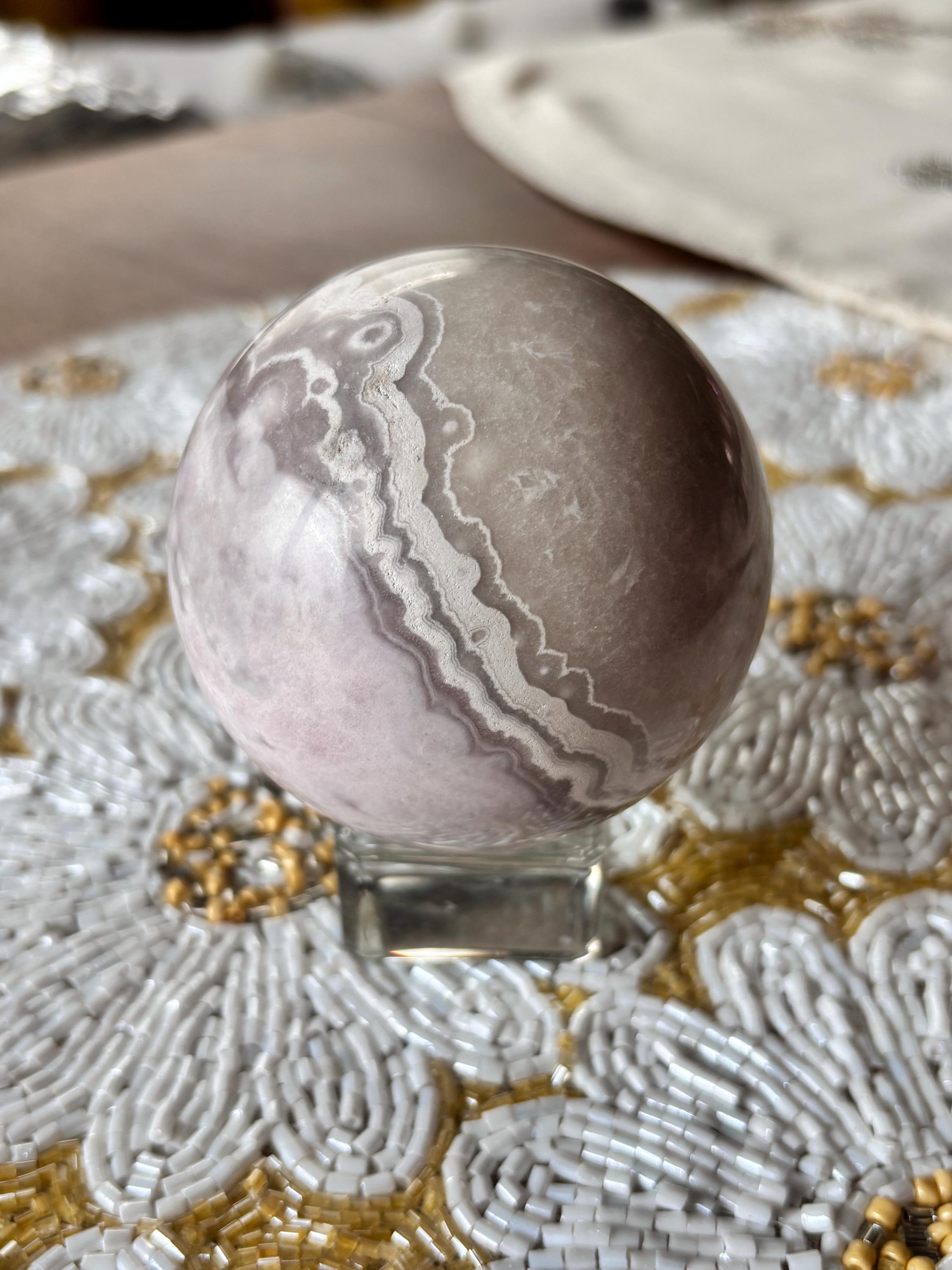Unique Pink Amethyst Flower Agate Sphere