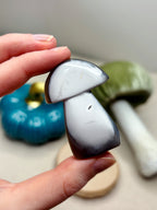 Orca Agate Mushroom Crystal, Hand Carved Natural Gemstone Mushroom