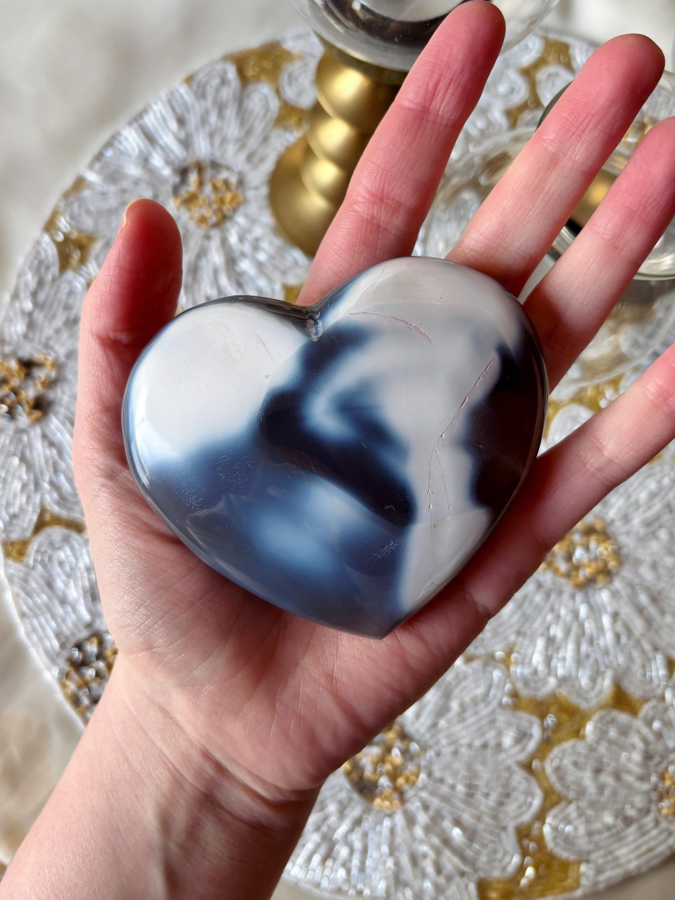 Blue Orca Agate Crystal Heart