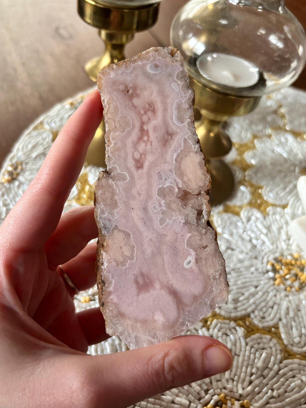 Pink Amethyst Flower Agate Slab
