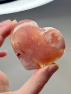Pink Carnelian Flower Agate Heart