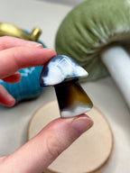 Small Orca Agate Mushroom, Hand Carved Gemstone Mushroom