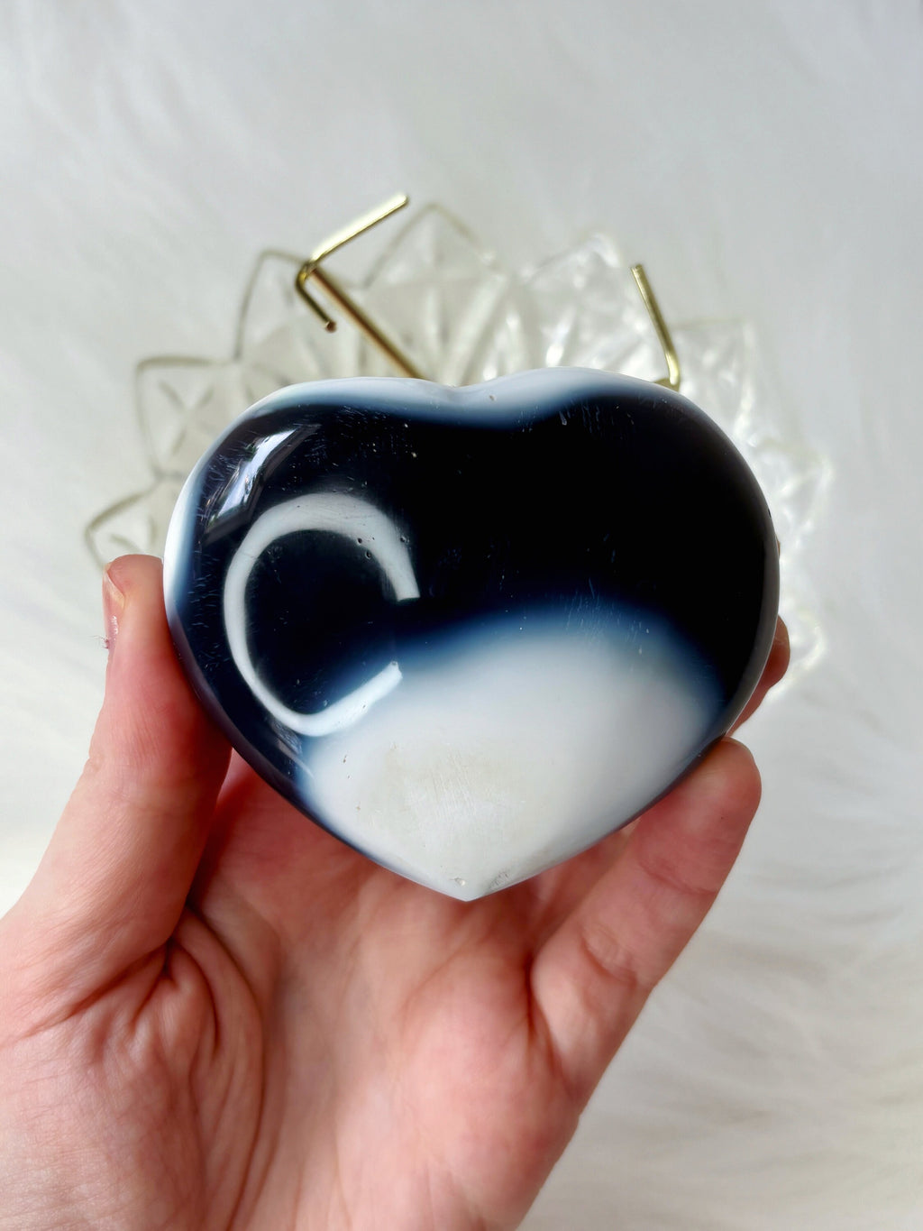 Orca Agate Crystal Heart