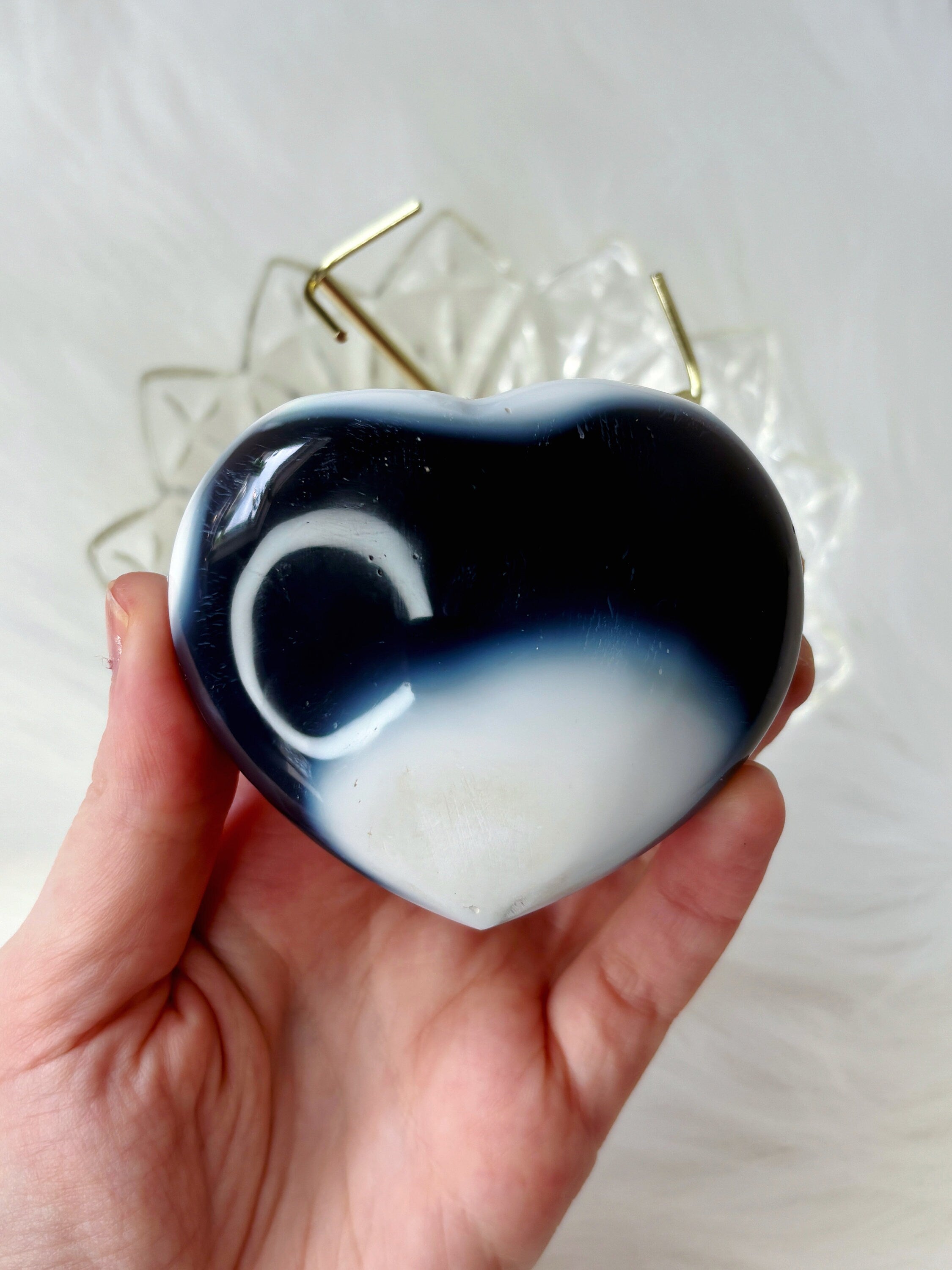 Orca Agate Crystal Heart