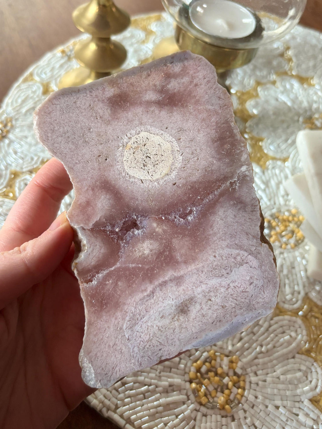 Pink Amethyst Flower Agate Slab