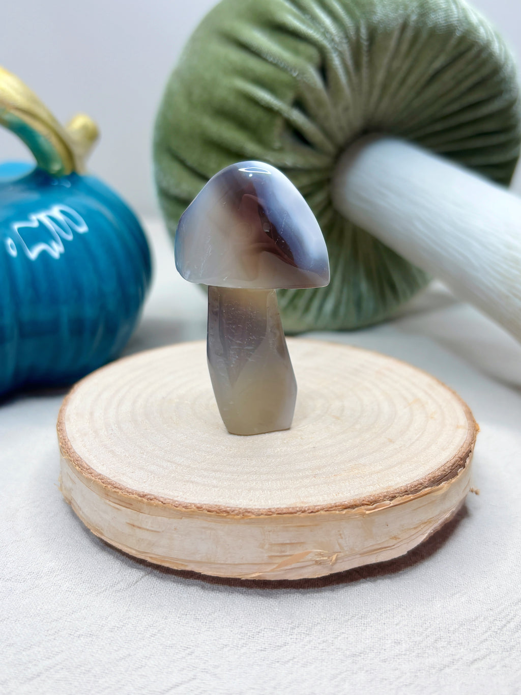 Orca Agate Mushroom Crystal, Hand Carved Natural Gemstone Mushroom