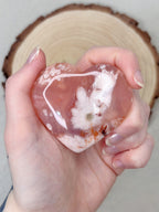 Pink Carnelian Flower Agate Heart
