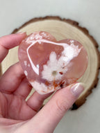 Pink Carnelian Flower Agate Heart