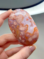 Pink Carnelian Flower Agate Palmstone