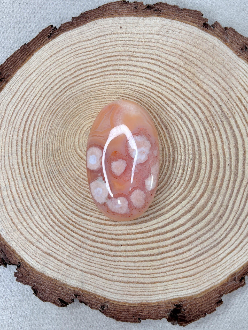 Peach Carnelian Flower Agate Palmstone