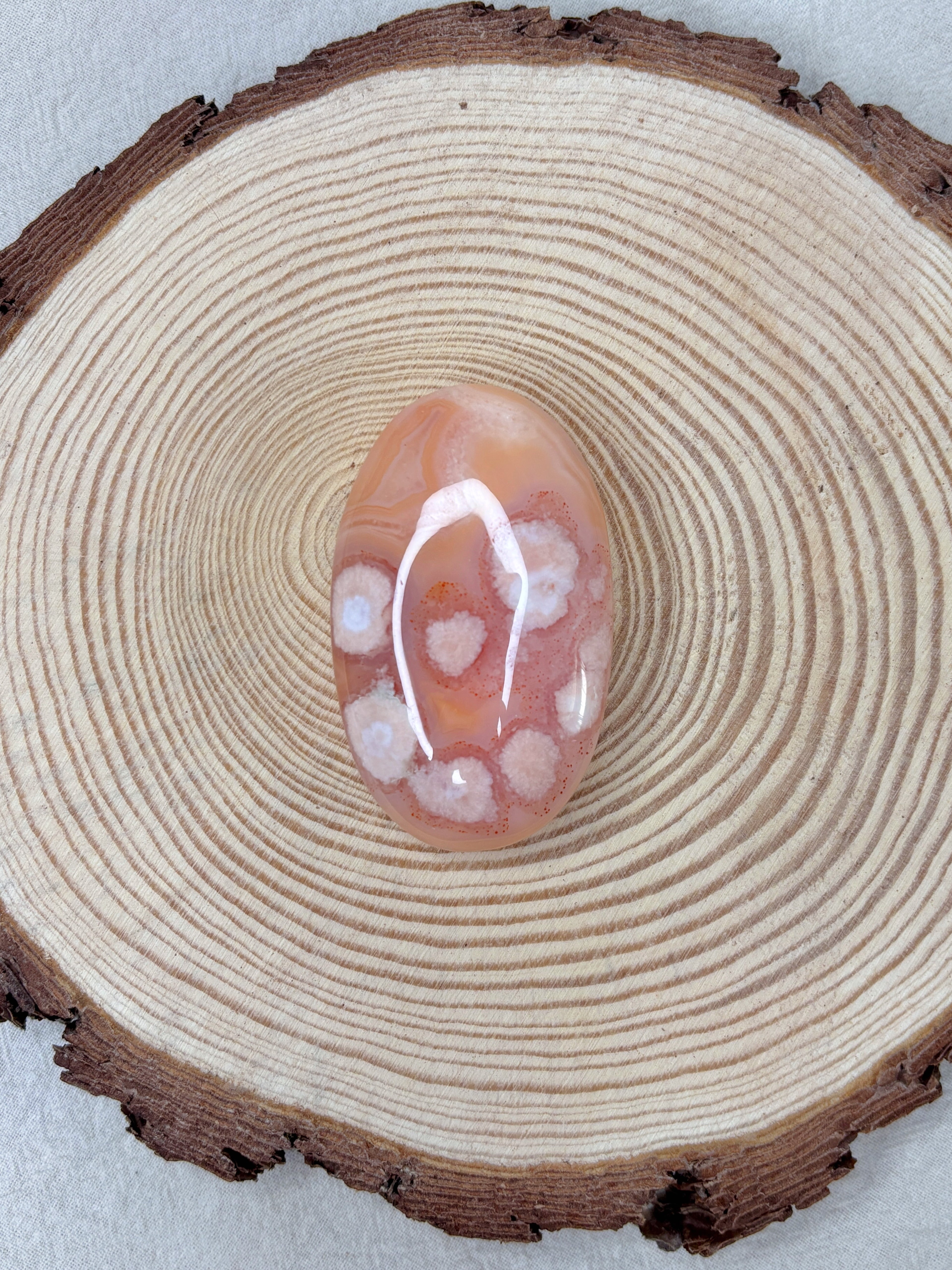 Peach Carnelian Flower Agate Palmstone