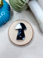 Blue Orca Agate Mushroom, Hand-Carved Natural Gemstone Mushroom