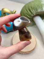 Orca Agate Mushroom Crystal, Hand Carved Natural Gemstone Mushroom