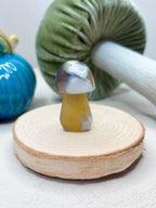 Yellow Orca Agate Mushroom Crystal, Hand Carved Gemstone Mushroom