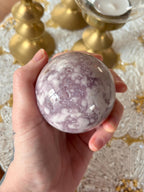 Purple Amethyst Flower Agate Sphere, Polished Sphere with Sparkly Druzy Caves