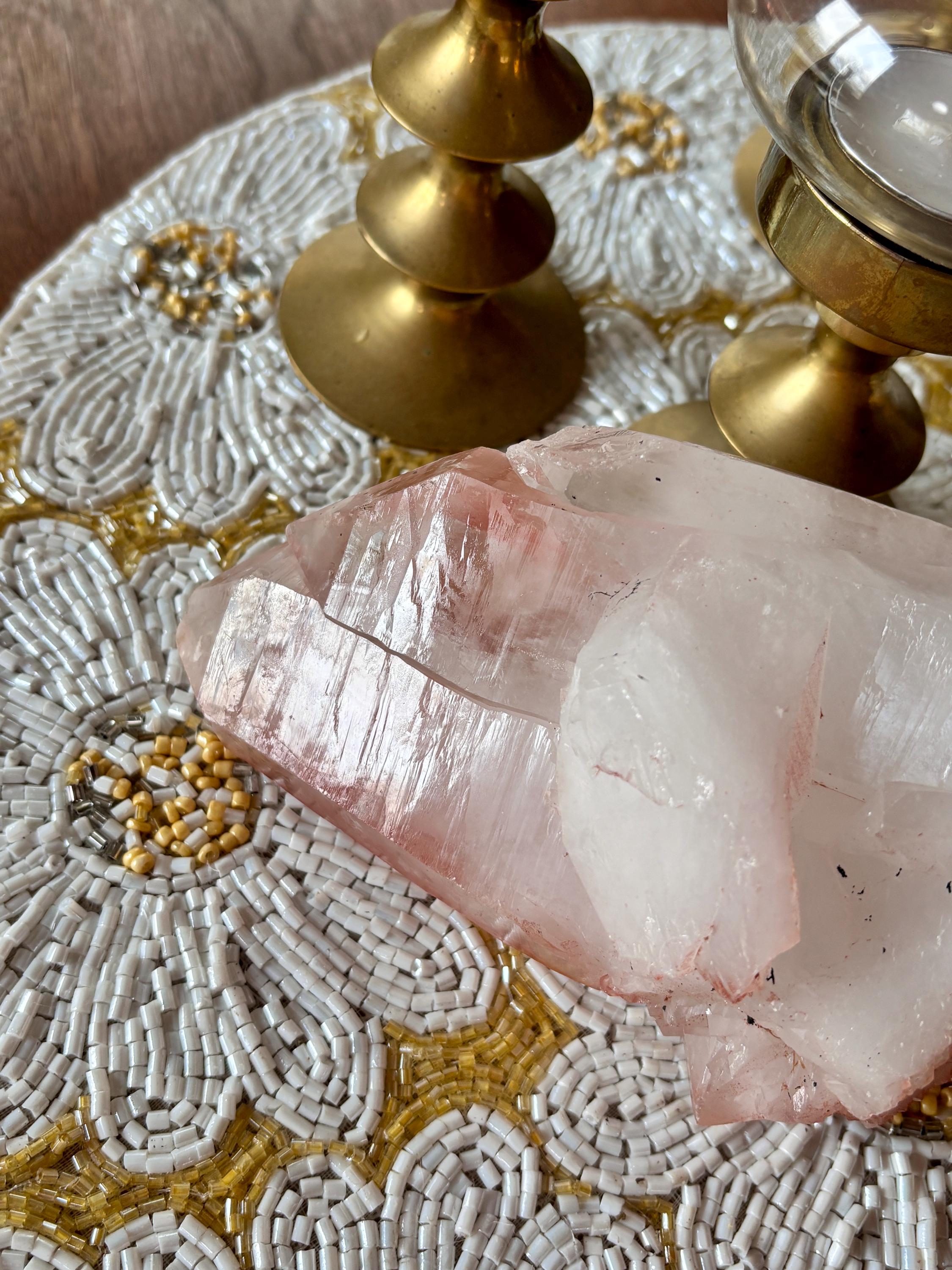 Large Raw Pink Quartz Crystal