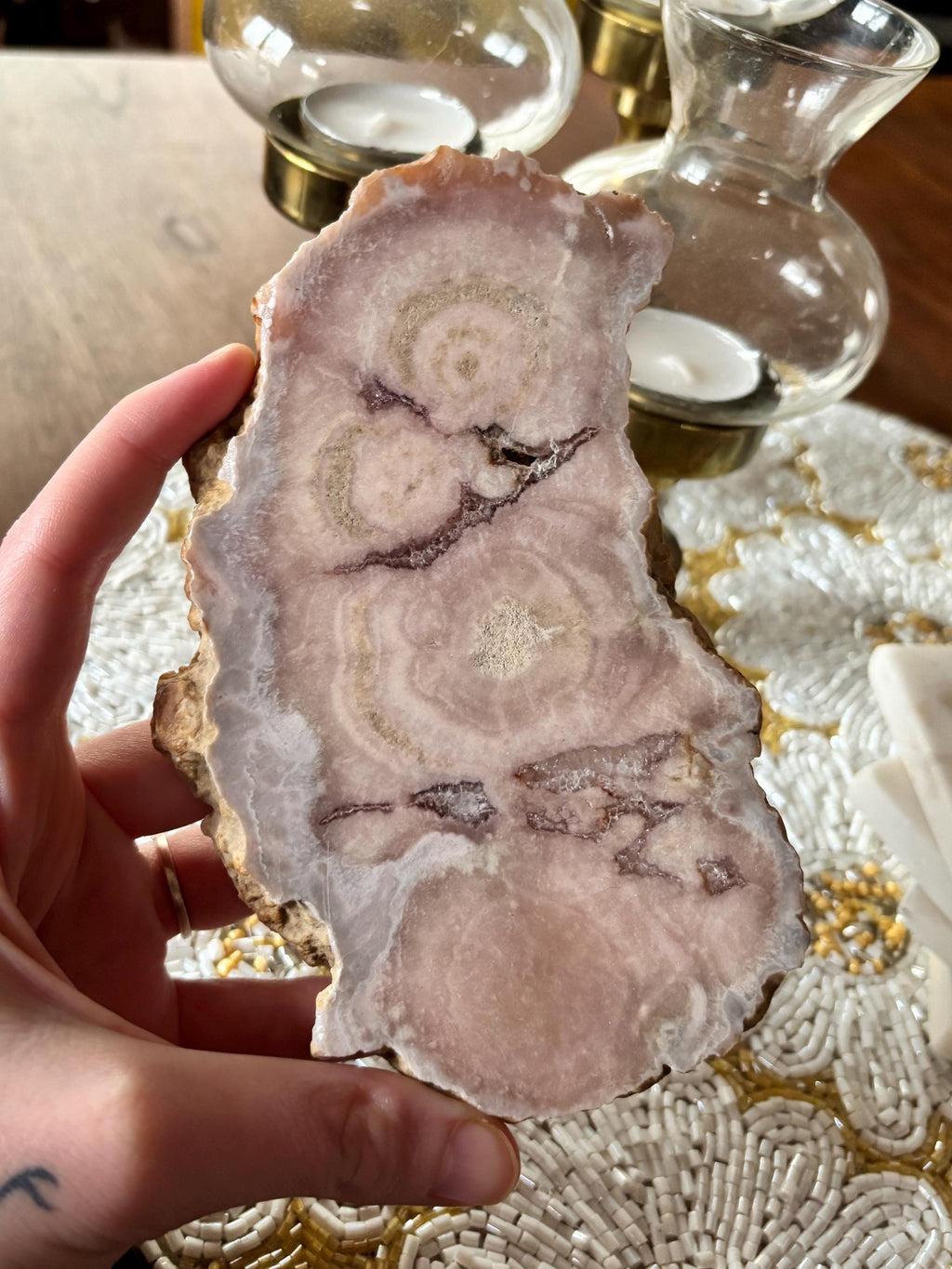 Pink Amethyst Flower Agate Slab