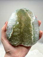 Green Amethyst Crystal with Quartz Matrix, Raw Rainbow Amethyst