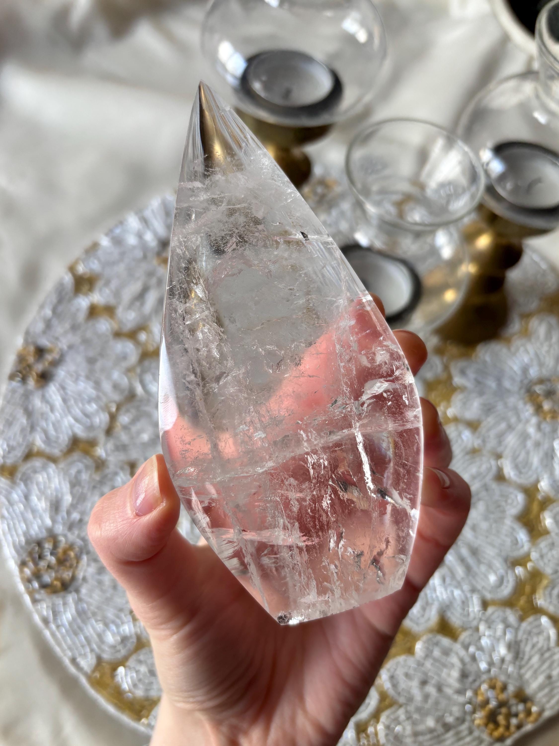 High Quality Clear Quartz Freeform, Natural Polished Quartz Crystal Carving