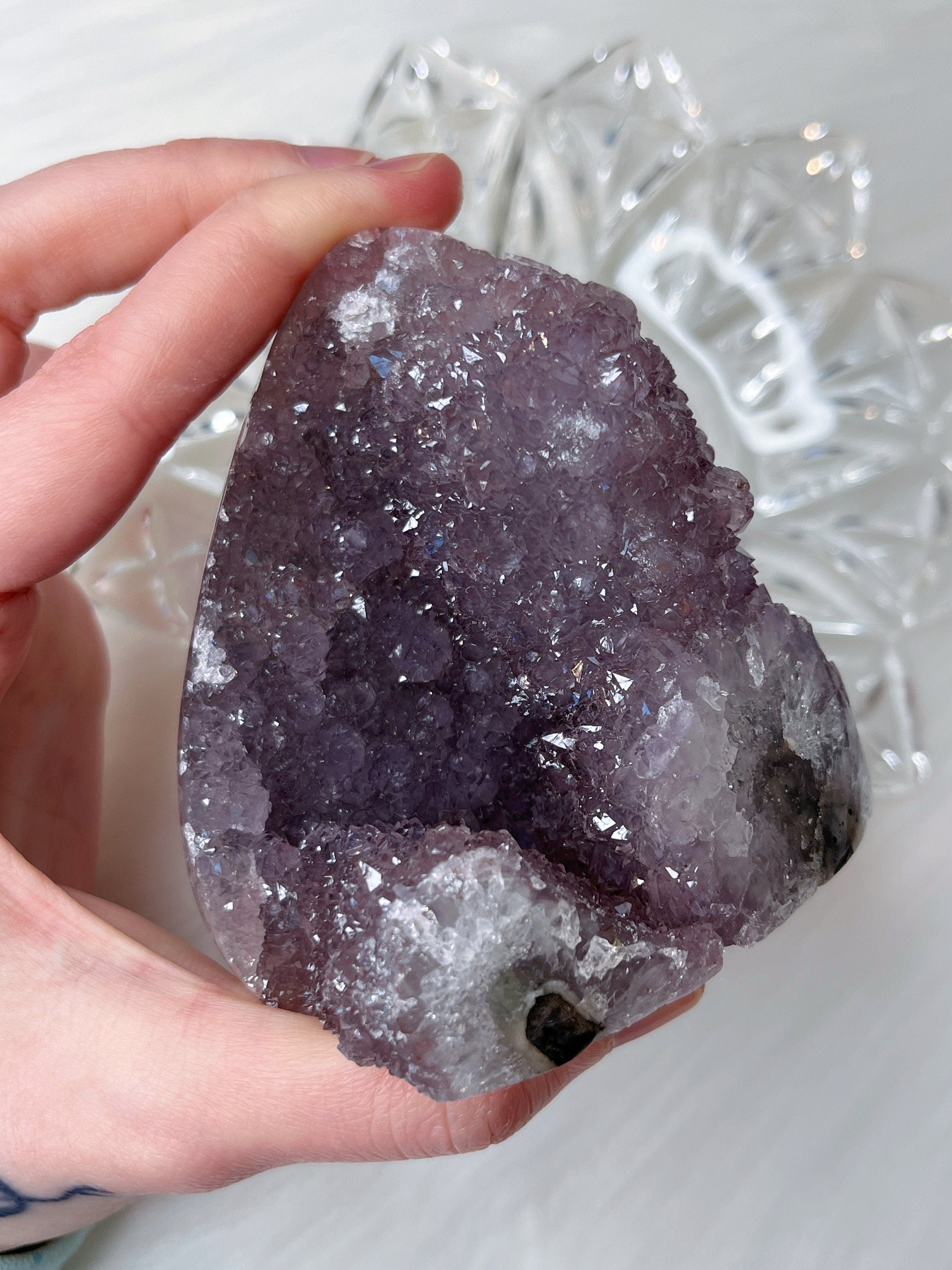 Gemmy Lavender Amethyst Cut Base, Natural Raw Amethyst Freeform