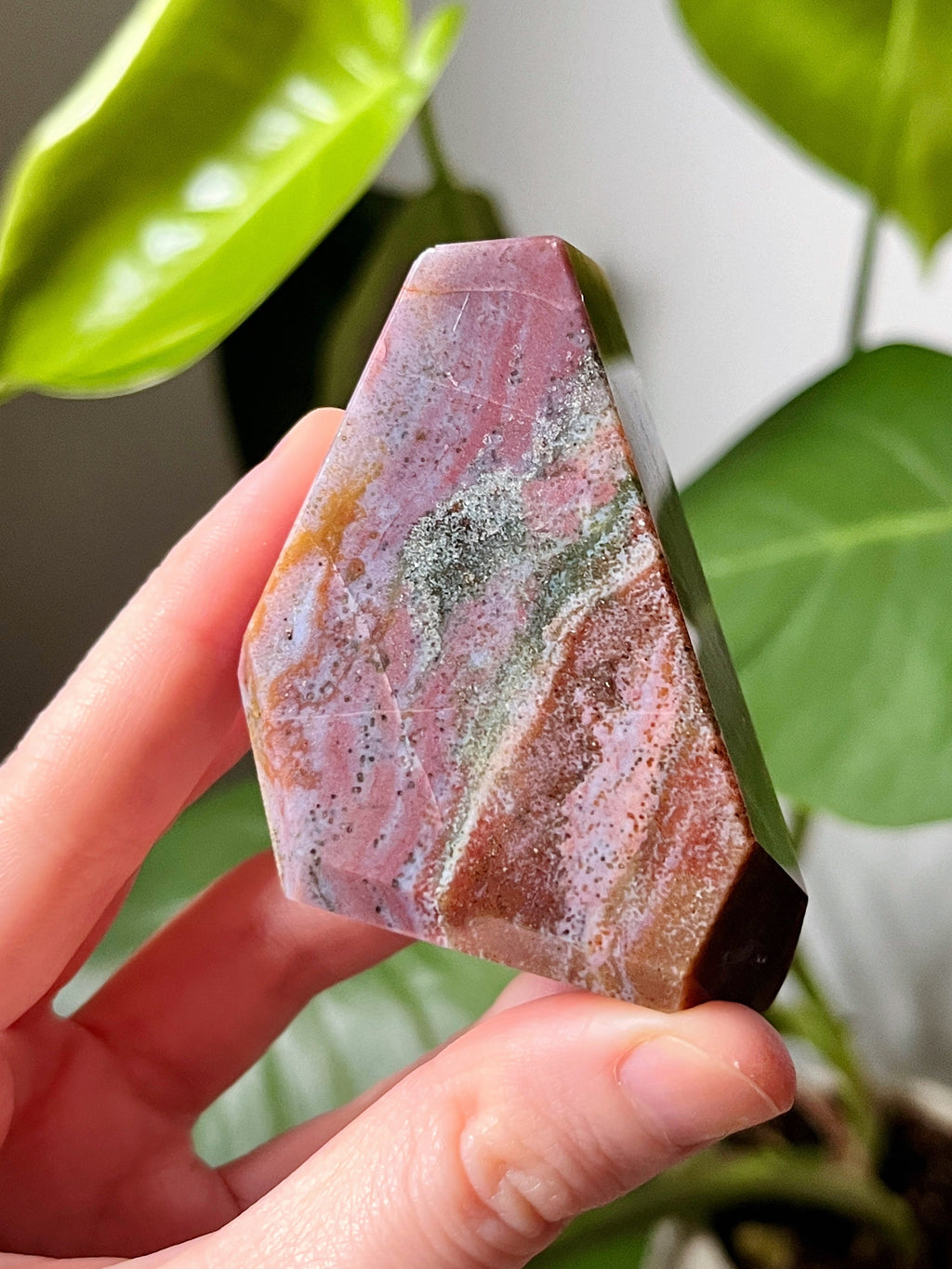 Pink Ocean Jasper Freeform, Rainbow Ocean Jasper Crystal