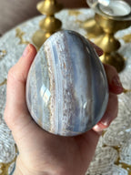 Large Blue Ocean Jasper Egg, Sea Jasper Crystal Carving