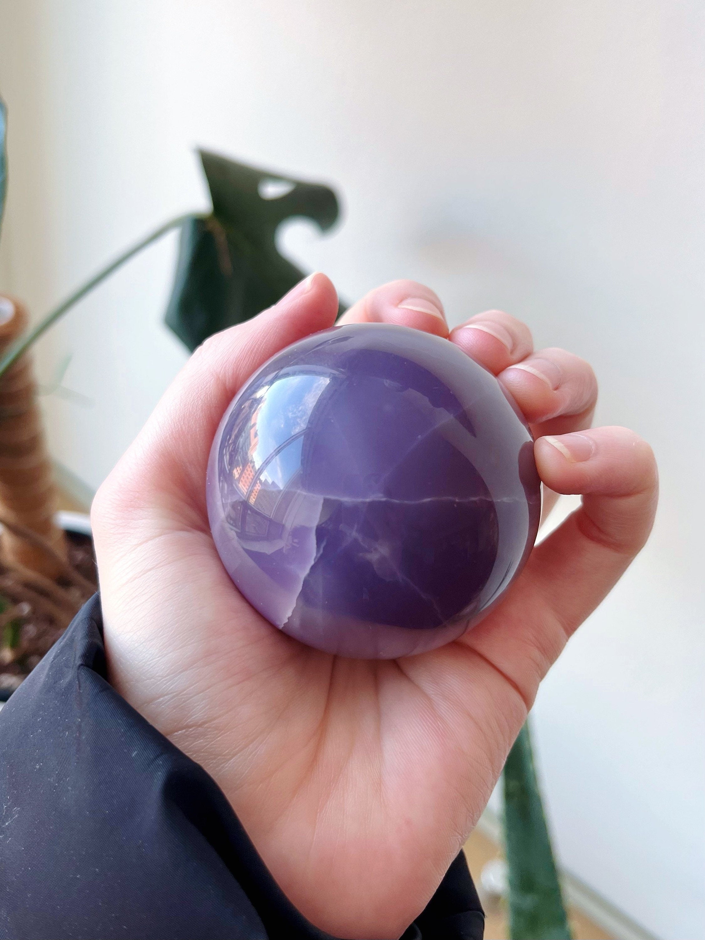 Deep Purple Yttrium Fluorite Sphere, Purple & Green “Lavender” Fluorite
