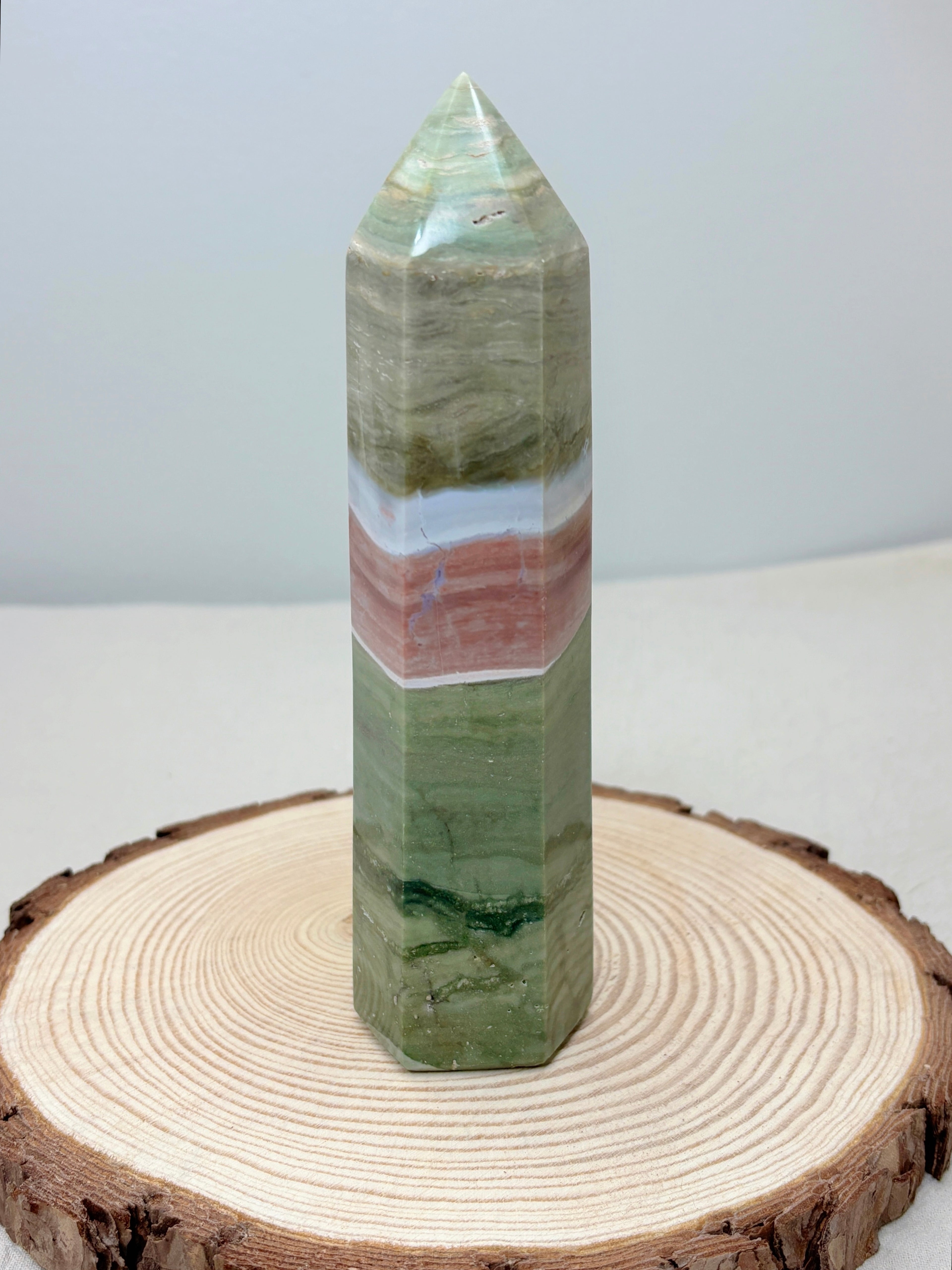 Large Pastel Ocean Jasper Tower