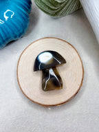 Orca Agate Mushroom Crystal, Hand Carved Natural Gemstone Mushroom