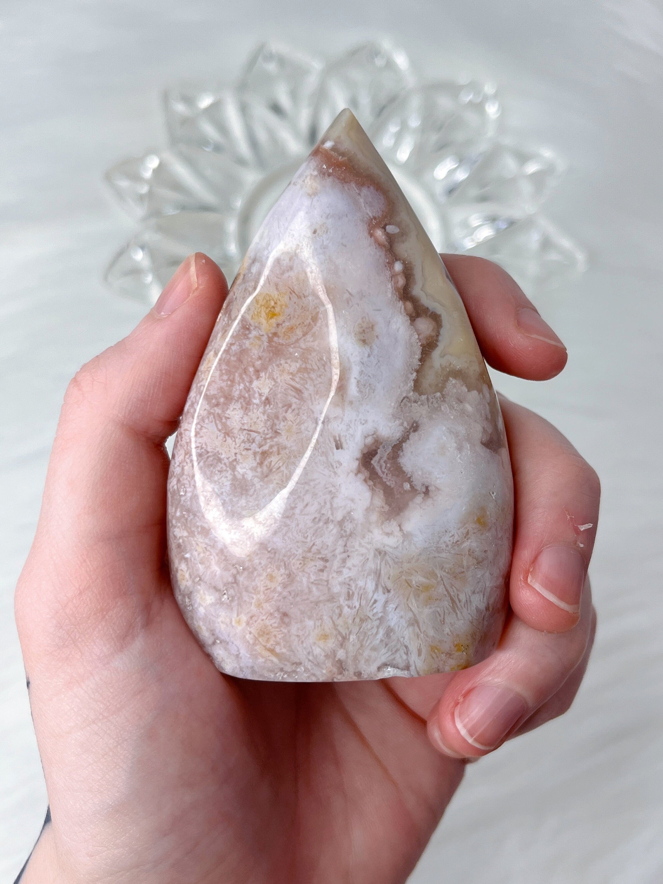 Baby Yellow Flower Agate Freeform, Pink Amethyst Flower Agate Crystal