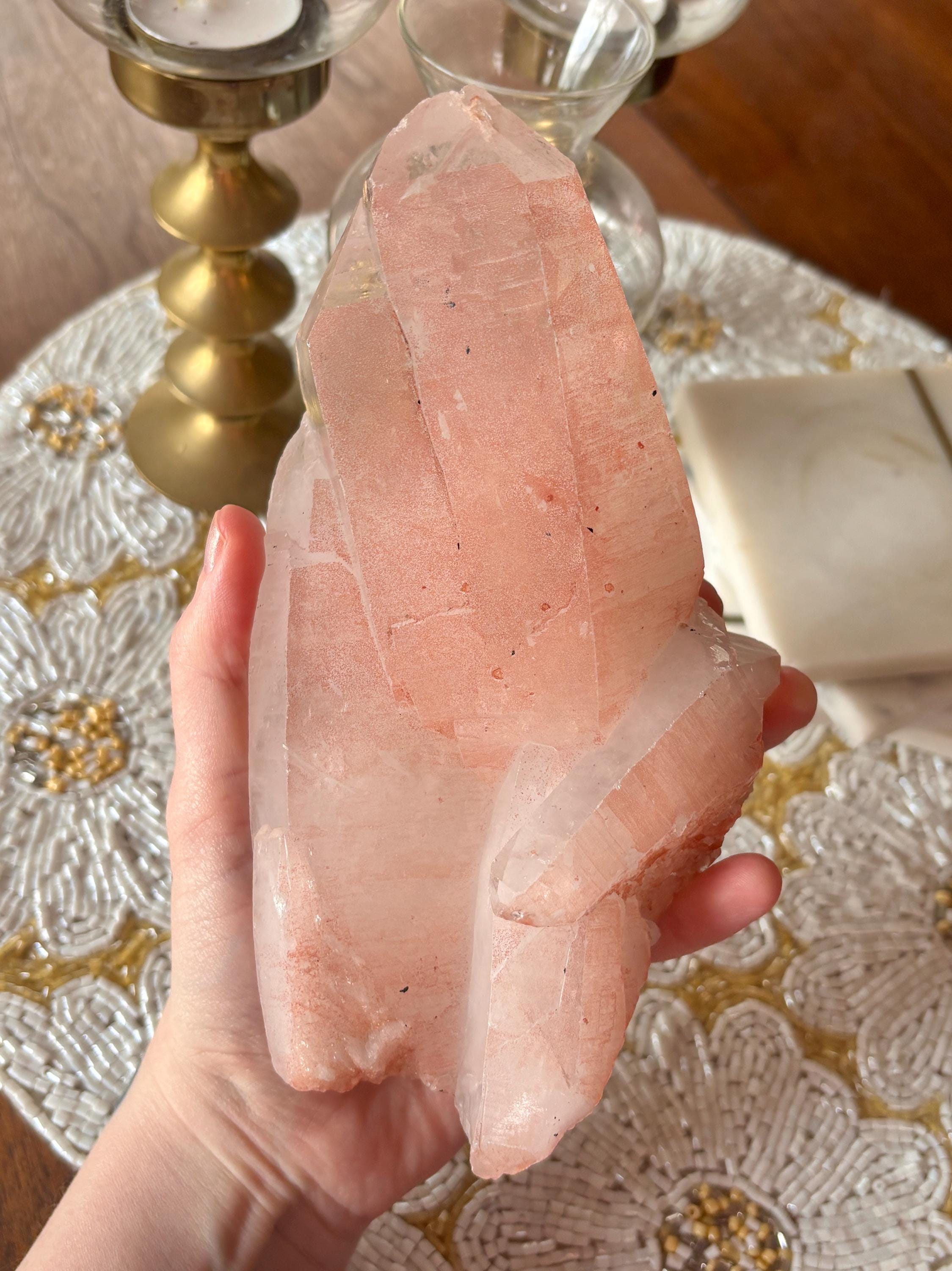 Large Raw Pink Quartz Crystal