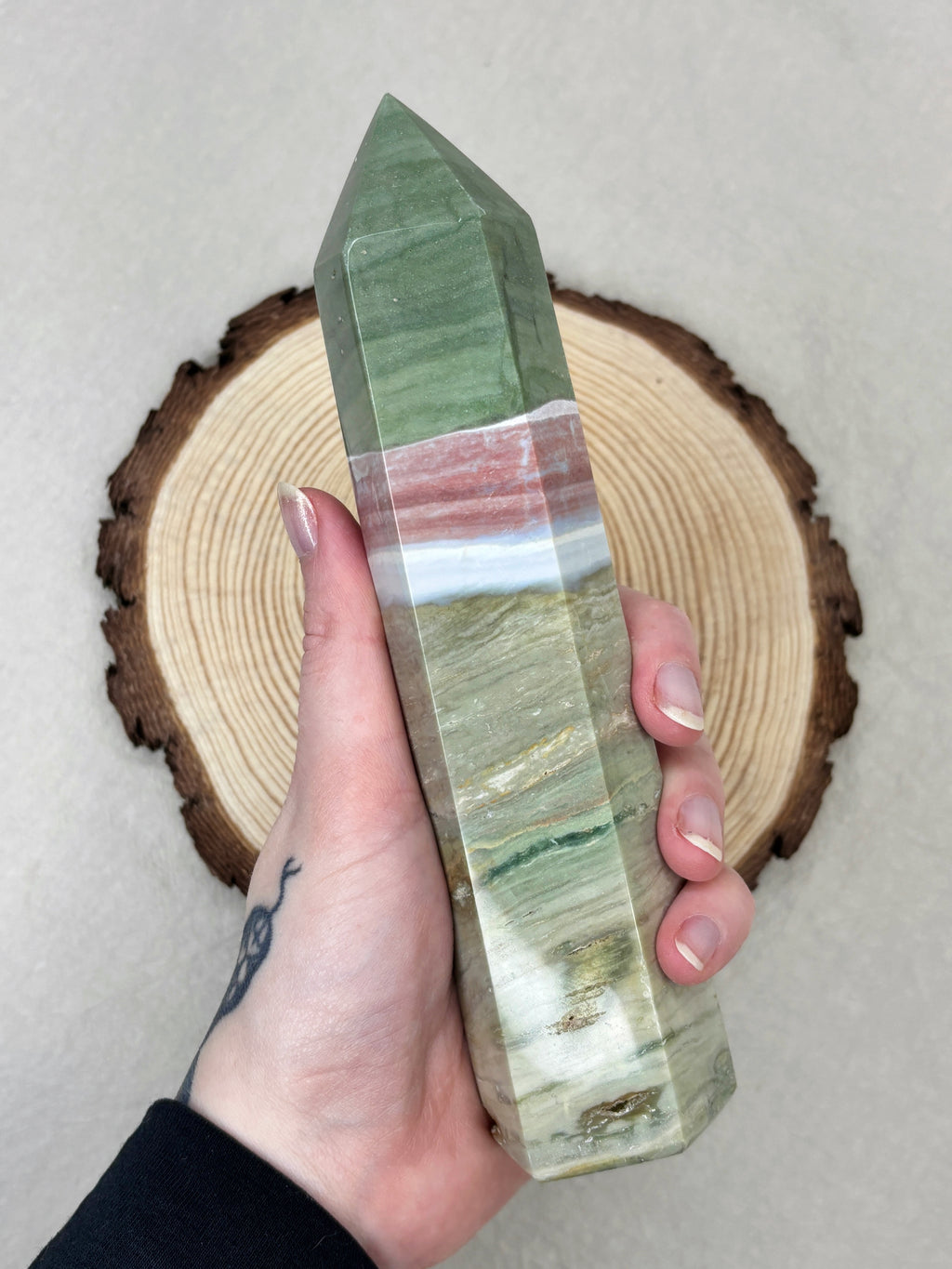 Large Pastel Ocean Jasper Tower