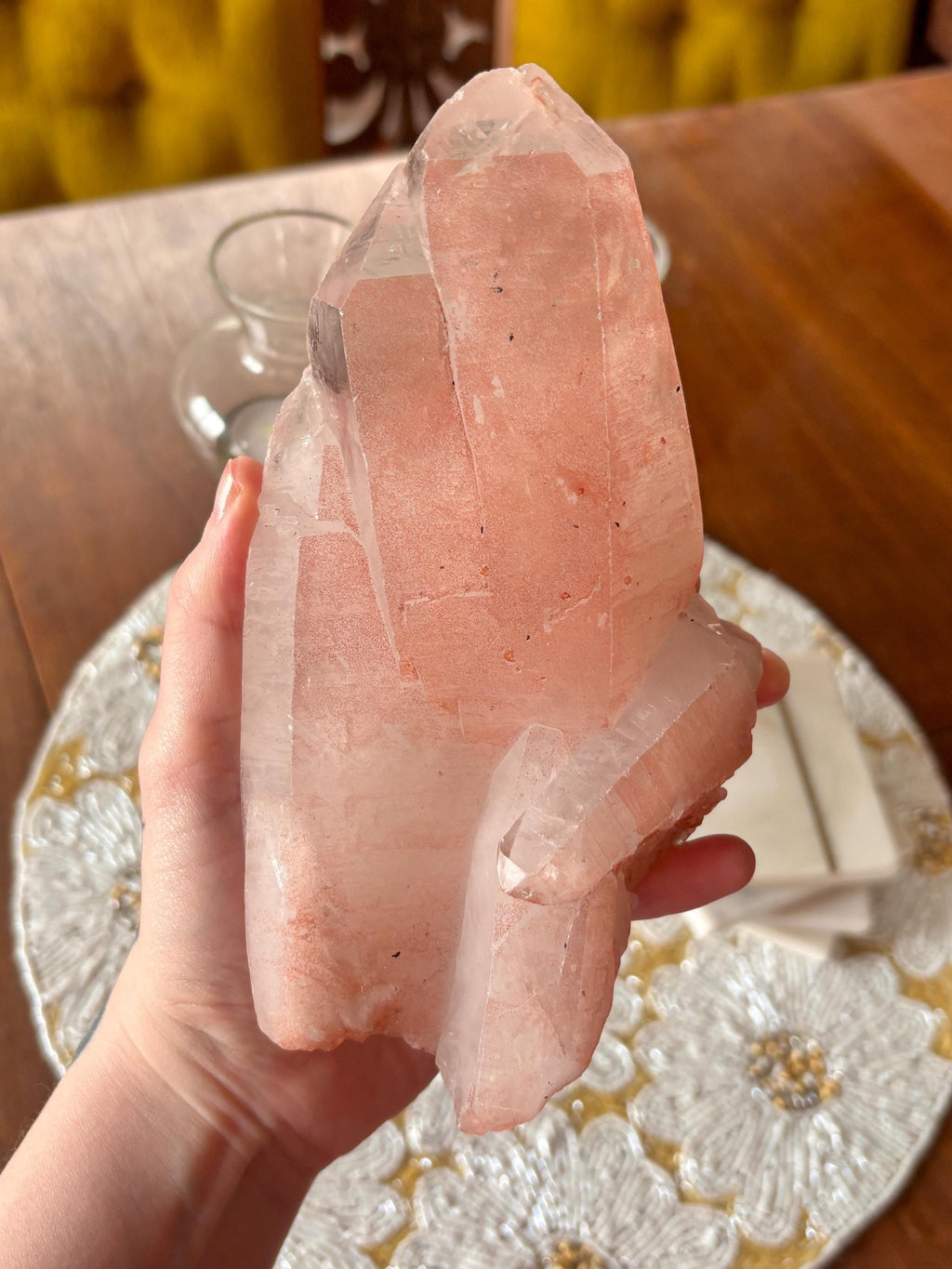 Large Raw Pink Quartz Crystal