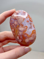 Pink Carnelian Flower Agate Palmstone
