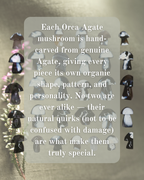 Orca Agate Mushroom Crystal, Hand Carved Natural Gemstone Mushroom