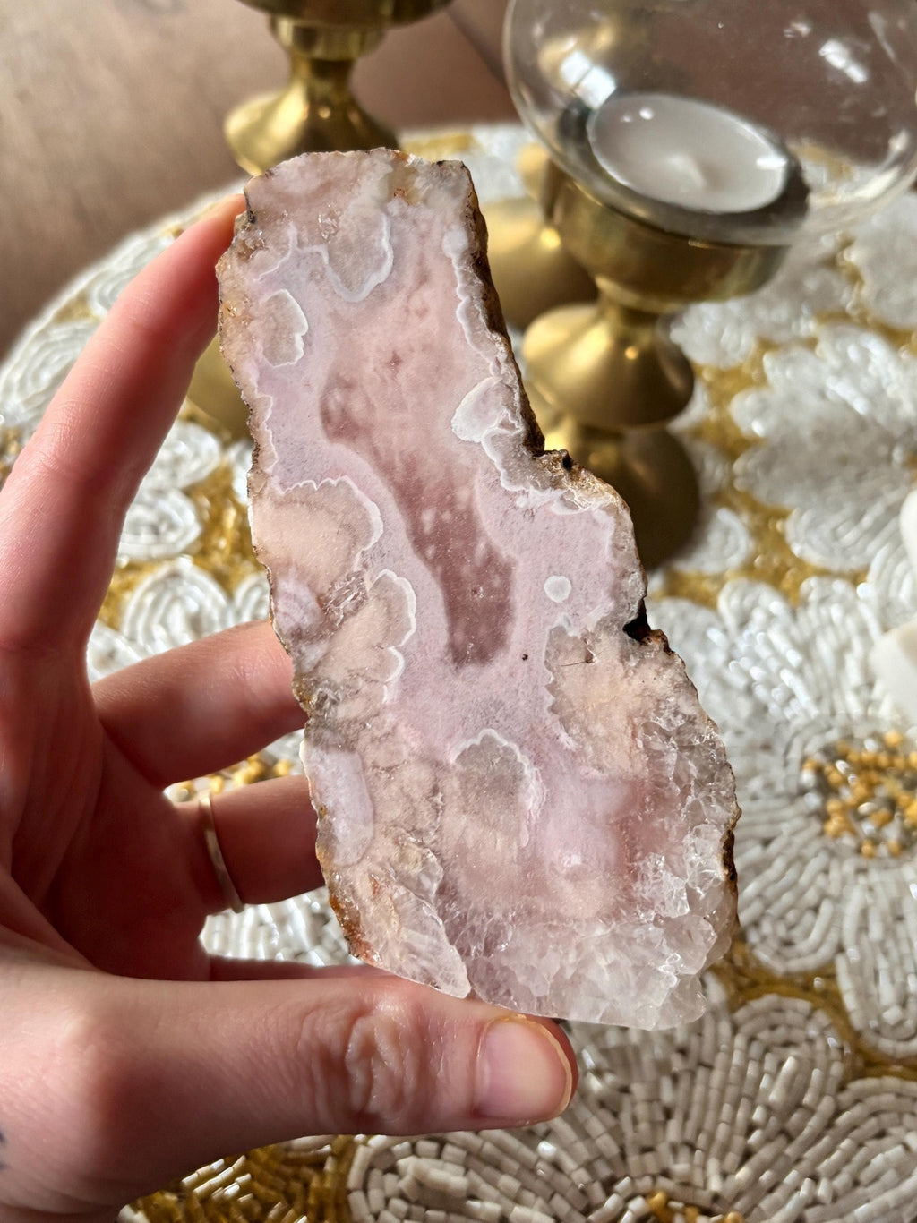 Pink Amethyst Flower Agate Slab